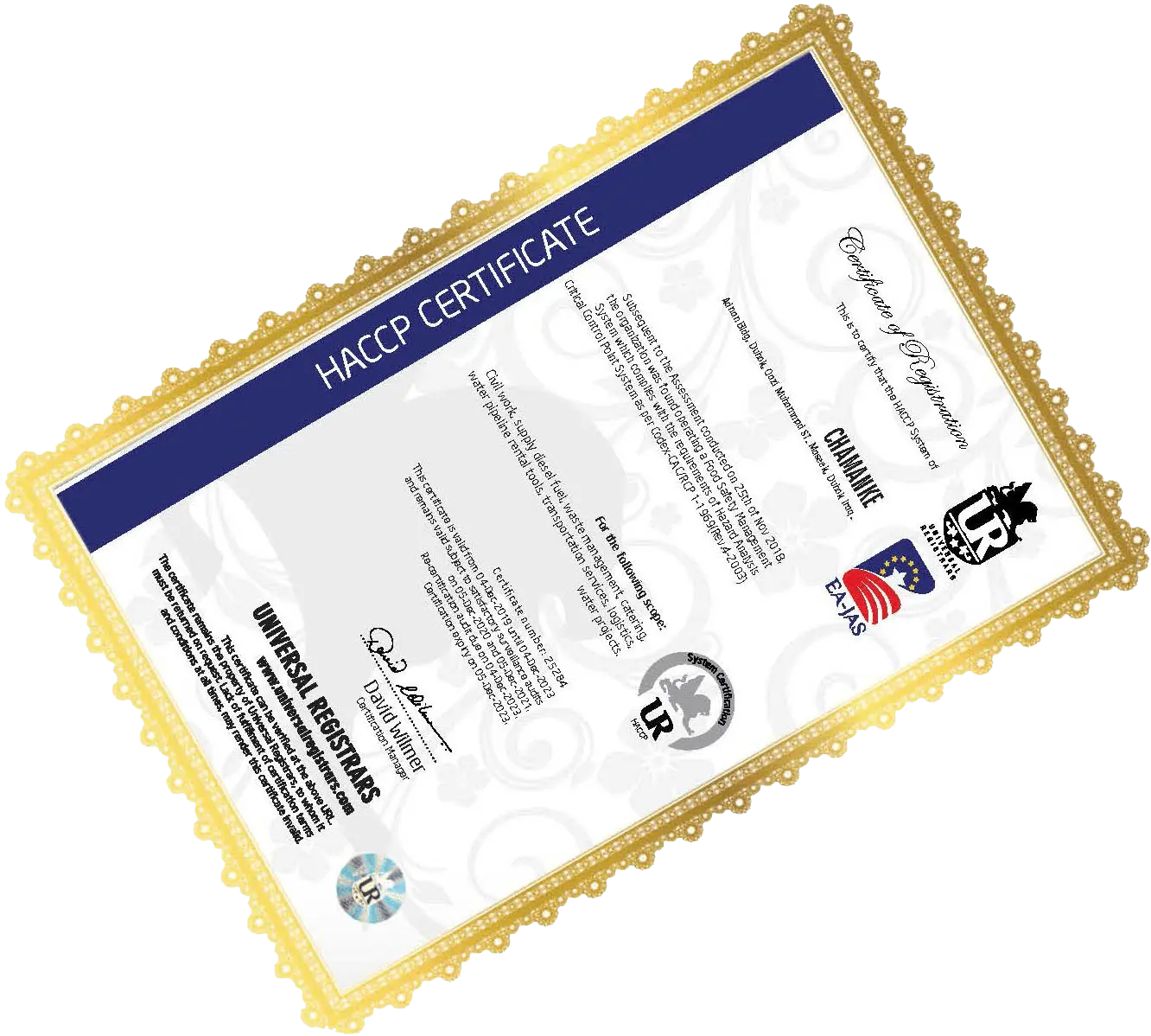 HACCP Certificate Image